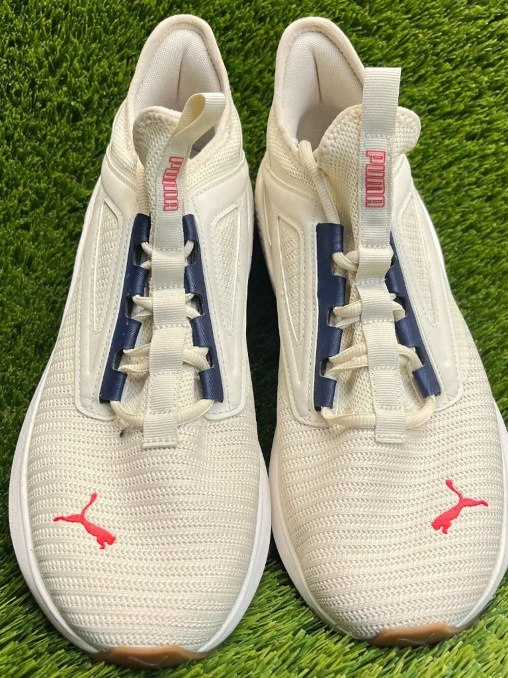 Puma X-Cell Ayro Mens Size 13 Off White Blue Athletic‎ Running Shoes Sneakers